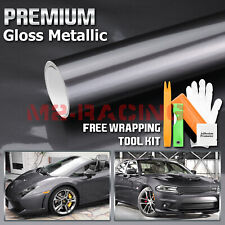 Premium Gray High Gloss Metallic Glossy Sticker Decal Vinyl Wrap Air Release picture