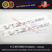 V12 BITURBO Fender AMG Emblem Chrome Logo Badge Mercedes OEM CL65 S63 S65 G65 picture