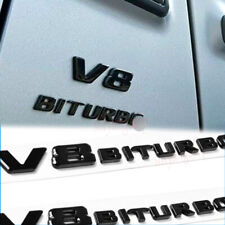 2X Gloss Black V8 BiTurbo Emblem Side Fender Badge Fit For AMG E63 C43 C63 Decal picture