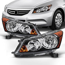 Black Headlights Amber Side Signal Headlamps For 2008-2012 Honda Accord 4 Door picture