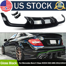 For Mercedes W204 C250 C300 C350 C63 AMG 2012-2015 LCI Rear Diffuser Gloss Black picture