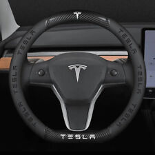 Carbon Fiber Leather Car Steering Wheel Cover For Tesla Model 3 S X Y D Type picture