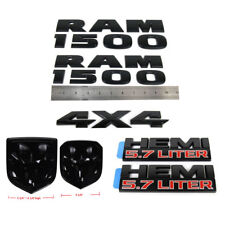 set OEM RAM 1500 4X4 Grille Tailgate 5.7 Liter HEMI Emblem Badge Black L picture