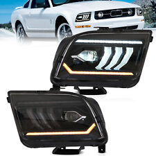 VLAND LED Headlights For 2005-2009 Ford Mustang Projector Sequential Front pair picture