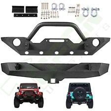 For Jeep Wrangler JK 2007-2018 Front + Rear Bumper Assembly Textured Black Steel picture