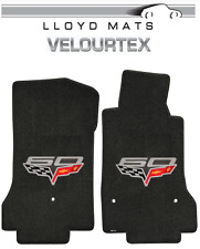 2007.5-2013 C6 Corvette Lloyd Velourtex Frt Floor Mat Black Ebony 60th Logo picture