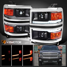 Black Fits 2014-2015 Silverado 1500 Switchback LED Signal Projector Headlights picture