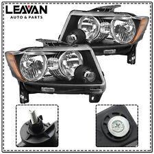 For 2011-2013 Jeep Grand Cherokee 11-17 Compass Headlights Set Halogen Black picture