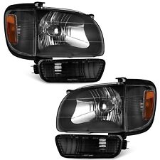 WEELMOTO Headlights Assembly+Corner Light For 2001-2004 Toyota Tacoma Black Lamp picture