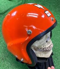 Rare Vtg Orange McHal MACH II Whisper Jet Kawasaki Helmet Motorcycle M 70s picture