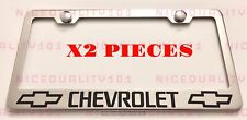 2X Chevy W/logo Stainless Steel Chrome Mirror Finished License Frame Holder picture