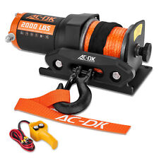 AC-DK Electric Winch 2000LBS 12V With 50ft Orange Synthetic Rope Towing ATV UTV picture