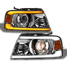 Topline For 04-08 F150 Switchback Sequential LED Bar Projector Headlights Chrome picture