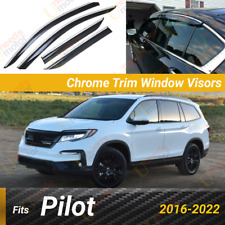 Fits 2016-22 Honda Pilot Chrome Trim Window Visor Rain Sun Wind Vent Guard Shade picture