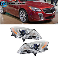 For 2014-2016 2017 Buick Regal Pair Headlight Halogen Chrome Headlamp Projector picture