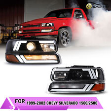 Pair Headlights for 1999-2002 Chevy Silverado 1500/2500 Front Projector Lamps picture
