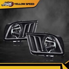 Fit For 2005-2009 Ford Mustang Black Headlights Replacement Head Lamps Pair L+R picture