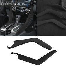 Suede Black Gray Central Control Gear Shift Side Trim For Honda Civic 10th 16-21 picture