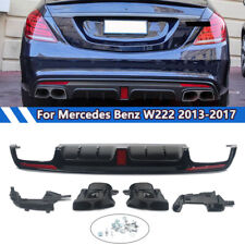 For 2013-17 Mercedes Benz W222 S550 S63 AMG Rear Diffuser w/LED Light + Exhuast picture