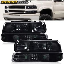 Fit For Silverado 1999-2002 Smoked Housing Clear Corner+Bumper Headlights Light picture