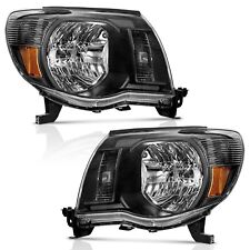 WEELMOTO Headlights For 2005-2011 Toyota Tacoma Headlamps Left+Right Black Lamps picture