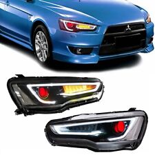 Pair Front DRL Projector Headlights(Red Devil Eyes) For 08-17 Mitsubishi Lancer picture