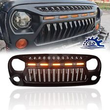 Front Grille With Amber LED Running Lights JK JKU For 2007-2018 Jeep Wrangler picture