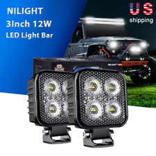 Nilight 2PCS 12W LED Work Light Bar 3Inch Flood Beam Driving Lamps for Jeep ATV picture