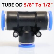 5X Pneumatic Reduced Tee Union Push In Fitting Tube OD 5/8 To OD 1/2 One Touch picture