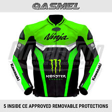Kawasaki Ninja Motorcycle, Fluorescent Green Leather Racing Jacket CE Approved picture