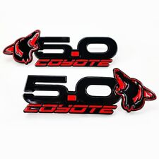 NEW RED Howling Coyote 5.0 Fender Emblems Fits 15-23 Mustang & Universal Fit picture