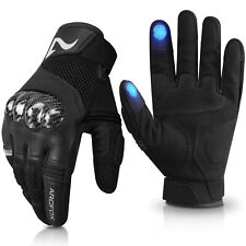 Motorcycle Leather Full Finger Gloves Carbon Fiber Hard Armor Mens Touch Screen picture