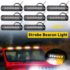 8X 6-LED Amber/White Side Marker Flash Emergency Strobe Light Bar Kit Tow Truck picture