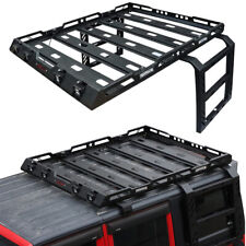 Wrangler Roof Rack Cargo Luggage Carrier W/Lights&Ladder For 07-18 Wrangler JK picture