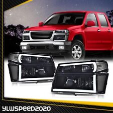 Fit For 2004-2012 Chevy Colorado GMC Canyon LED DRL Smoked Headlights Lamps Pair picture