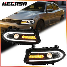 HECASA 2 PCS LED Projector Headlights Lamps Black For Dodge Charger 2015-2023 picture