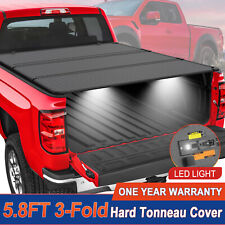 5.7/5.8FT 3-Fold Hard Tonneau Cover For 2009-2024 Ram 1500 Truck Bed w/ Lamp picture