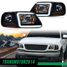 Fit For 1997-2004 Ford F150 C STYLE LED Strip Headlights Headlamps Black/Smoked picture