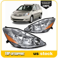 Fits 2006-2010 Toyota Sienna Headlights Assembly Chrome Housing Left+Right Pair picture
