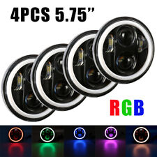 4PCS RGB 5.75 Projector LED Headlight Sealed Beam Ring Angel Eyes for Chevy GMC picture