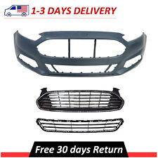 3 Pcs Front Bumper Cover & Front Upper & Lower Grille Fits 2013-2016 Ford Fusion picture
