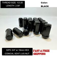 32Pc Black 1/2-20 Bulge Acorn Lug Nuts XL 2