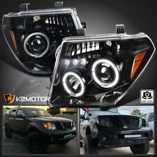 Jet Black Fits 2005-2008 Frontier 05-07 Pathfinder LED Halo Projector Headlights picture
