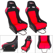 New FRP Back Universal Adjustable Black/Red Bucket Racing Seats & Slider Kit picture