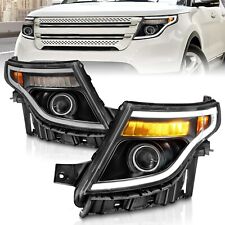 Fits FORD EXPLORER 11-15 PROJECTOR PLANK STYLE HEADLIGHTS BLACK 111575 picture