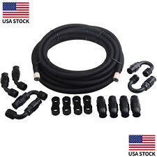 6AN PTFE Fuel Line Kit E85 10/20FT Braided Nylon Fuel Hose (5/16Inch) picture