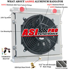 3-ROW Aluminum Radiator+Shroud Fan+Relay For Double Pass Dragster Roadster Style picture