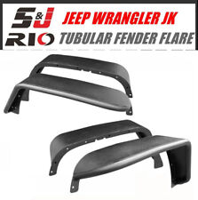 For 2007-2018 Jeep Wrangler JK Black Textured Metal Tubular Fender Flares 4 PCS picture