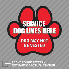 Service Dog Lives Here Sticker Decal Vinyl canine paw print emotional support picture