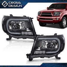Fit For 2005-2011 Toyota Tacoma 1 Pair Black LED Tube DRL Projector Headlights  picture
